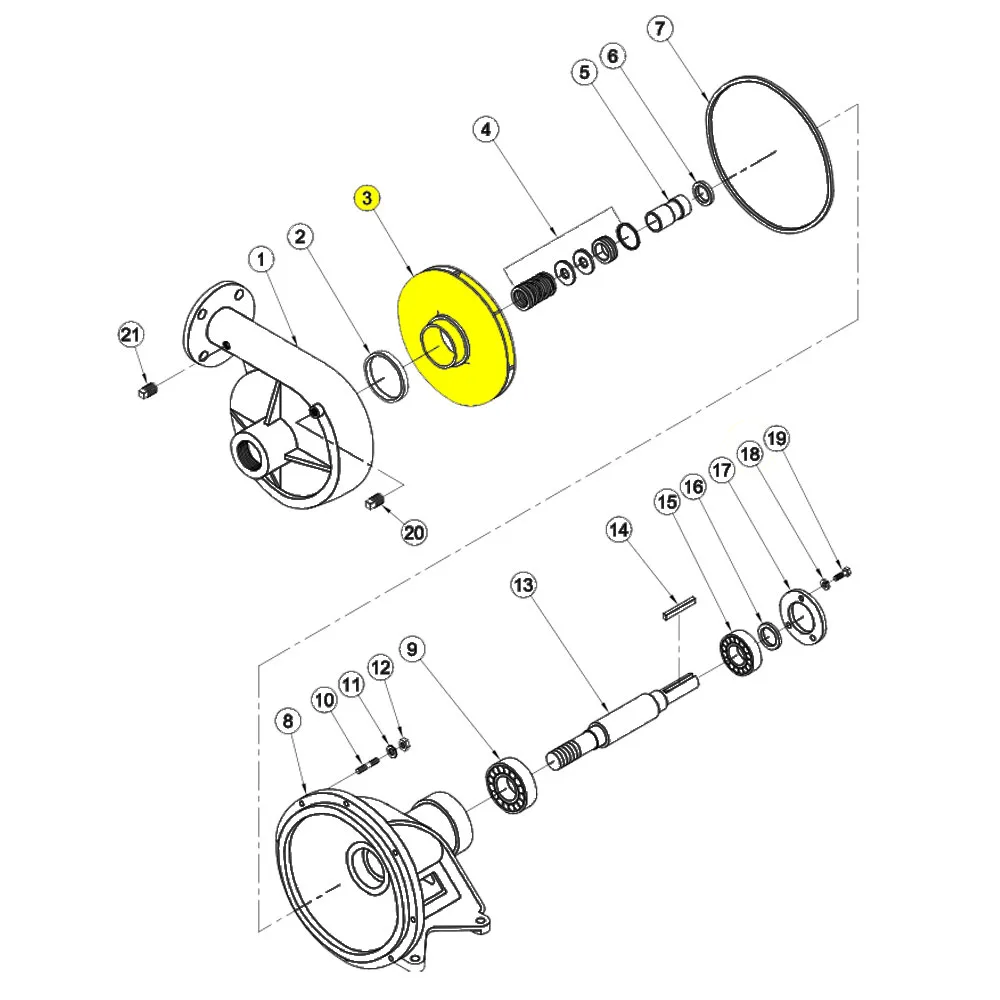 Barnes bronze pump impeller replacement part with part number