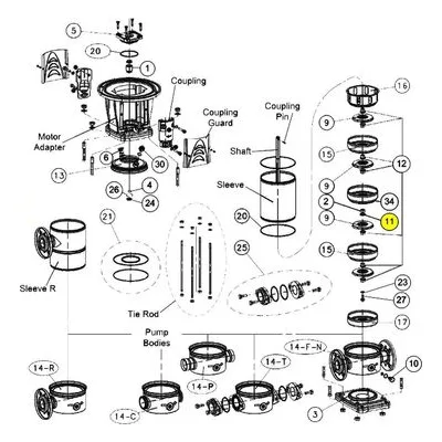 Goulds Pumps Repair Part 4K1005 BUSH SPACER SV10 A316