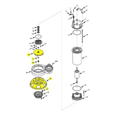 AMT Pump Repair Part 5760-010-90, IMPELLER KIT, 5761-95B 2", 1 HP Submersible Shredder Pump.
