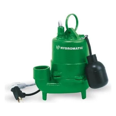 Hydromatic HTS33A1 20 Submersible Sump Pump, 1-1/2" Discharge, 0.33 HP, 115 Volts, 1 Phase, 1550 RPM, 1-1/2" Solids
