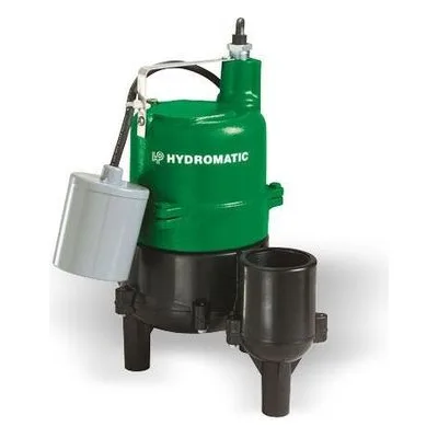 Hydromatic BV40AW1 10 BV Thermoplastic Sewage Pump, 2" Discharge, 4/10 HP, 115 Volts, 1 Phase, 1750 RPM, 2" Solids