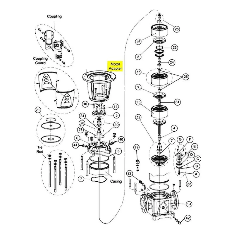 Goulds Pumps Repair Part 1L649 MOTOR ADAPTER 180-250TC