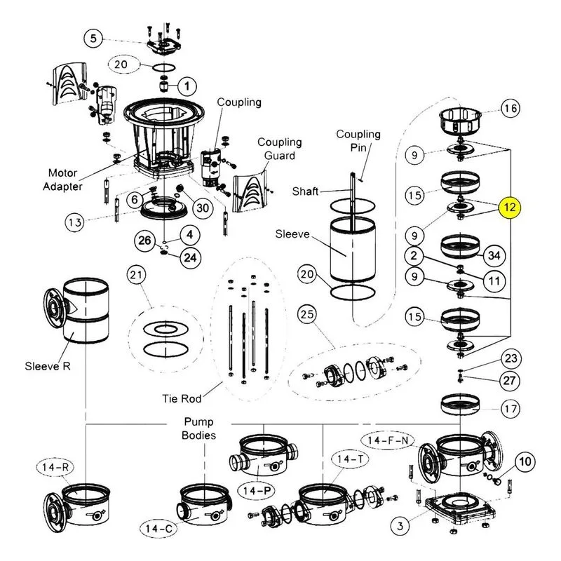 Goulds Pumps Repair Part 4L594 IMPLLR SPCR SV5 A304