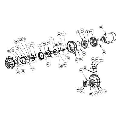 IPT Pump 2S5X, 2" Aluminum Trash Pump, Pump Kit 5/8 Threaded, American Machine and Tool