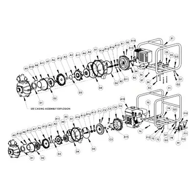 AMT Pump Repair Part 1639-031-00, HONDA GX390 1" THREADED SHAFT E-START 2MP13HR IPT Model.