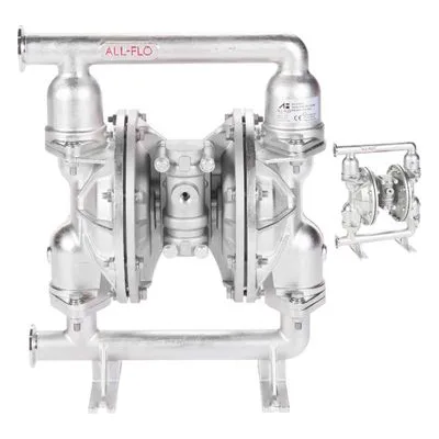 All-Flo F100-TAE-4S3M-S70 F Series F100 Metal 1" FDA Air Powered Diaphragm AODD Pump, Santoprene (FDA) Diaphragms.
