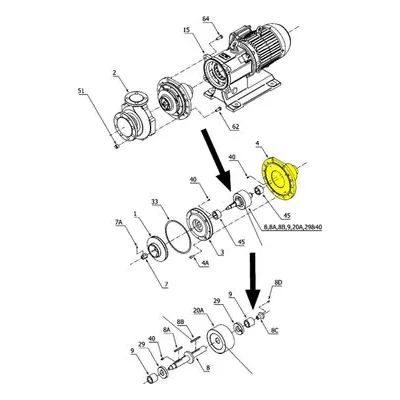 Iwaki America SW0065 Sanwa MP Series Chemical Pump Repair Parts, REAR CASING, MP4220/4220LF/5430/8415/8420/8515.