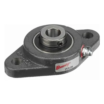 767630 Browning Mounted Cast Iron Two Bolt Flange Ball Bearing, Catalog Number: VF2S-208, 0.5" (12.7mm) - Straight Bore.