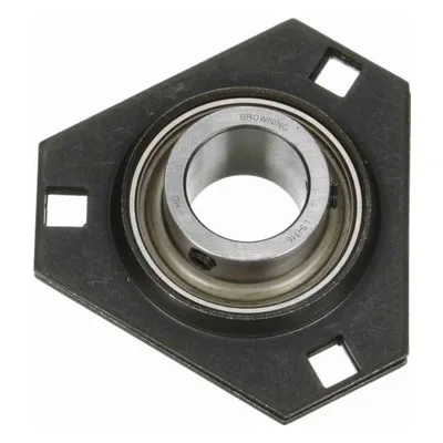 767129 Browning Mounted Stamped Steel Three Bolt Flange Ball Bearing, Catalog Number: SSF3TS-116, 1" - Straight Bore.