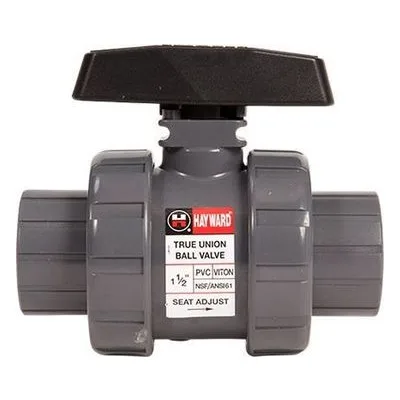 Hayward Flow Control TB1125STZ, 1-1/4" PVC True Union Ball Valve w/FPM o-rings; socket/threaded end connections, drilled ball for N/AOCl