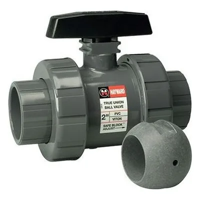Hayward Flow Control TB2250TZ, 2-1/2" CPVC True Union Ball Valve w/FPM o-rings; threaded end connections, drilled ball for N/AOCl