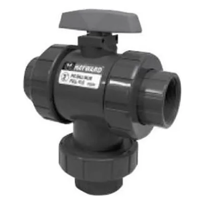 Hayward Flow Control CF1050FE, 1/2" PVC 3-Way True Union Ball Valves w/EPDM o-rings; flanged end connections