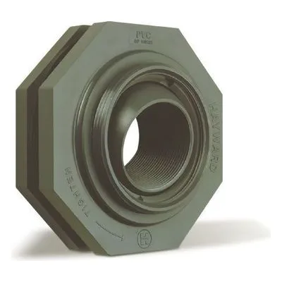 Hayward Flow Control SF10300TV, 3" PVC Self-Aligning Bulkhead Fitting w/FPM gaskets; threaded end connections