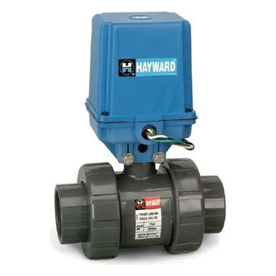 Hayward Flow Control EATB1050STE, Actuated 1/2" PVC TU Ball Valve w/EPDM seals, socket/threaded ends, 115 VAC EA Actuator included