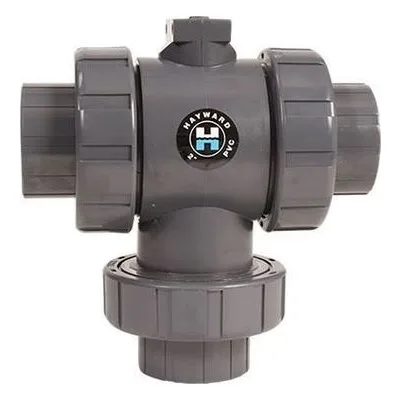 Hayward Flow Control HCTN1050FE, 1/2" Ready for Actuation 3-Way TU Ball Valve PVC w/EPDM o-rings, flanged ends