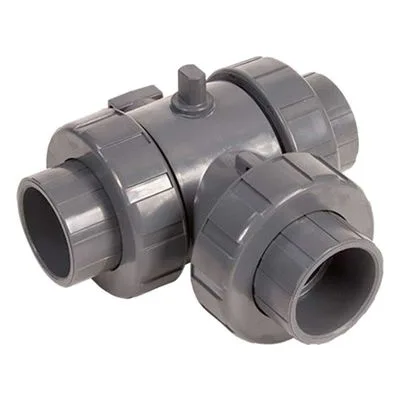 Hayward Flow Control HCLA1050FE90, 1/2" Ready for Actuation 3-Way Lateral TU Ball Valve PVC w/EPDM o-rings, flanged ends