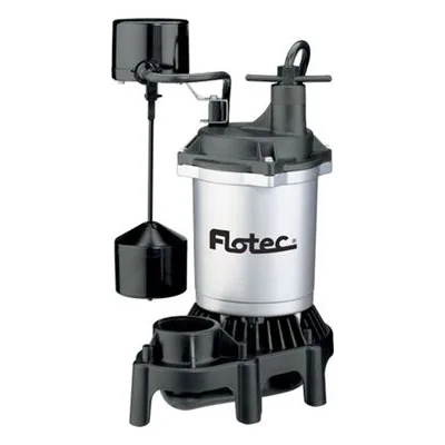 Pentair Flotec FPZS33V Submersible Sump Pump, PUMP,SUMP 1/3HP ZINC/THERMOPLASTIC VERT.