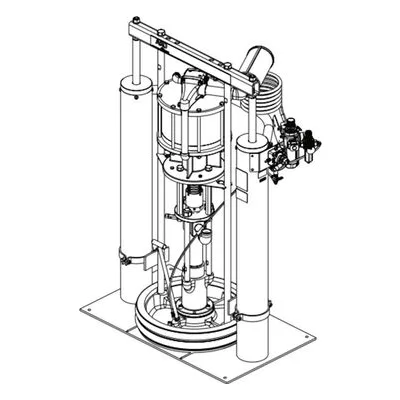 HD1265S51PF17AE2 ARO 55 Gallon Heavy Duty Two Post Ram Package, 55 GAL RAM PACKAGE, 2 POST, 12",65:1, by Ingersoll Rand