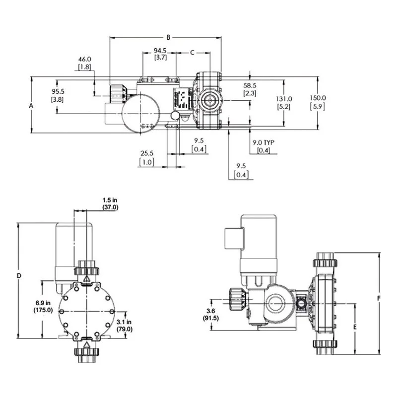 Technical drawing showing the exact physical dimensions and mounting specifications for the DM2A3FC. - view 6