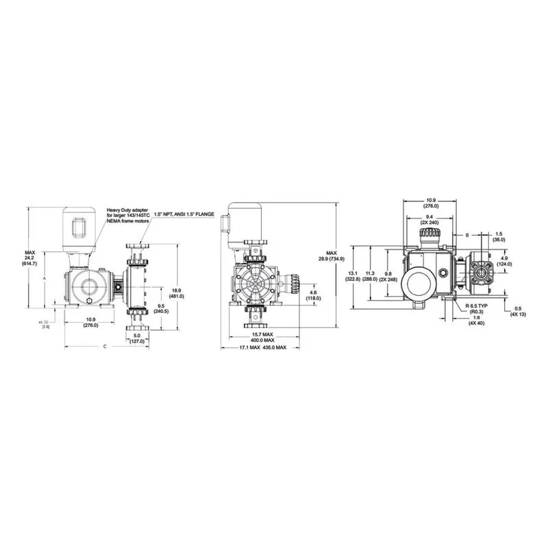 Technical drawing showing the exact physical dimensions and mounting specifications for the DM7CVAH. - view 5