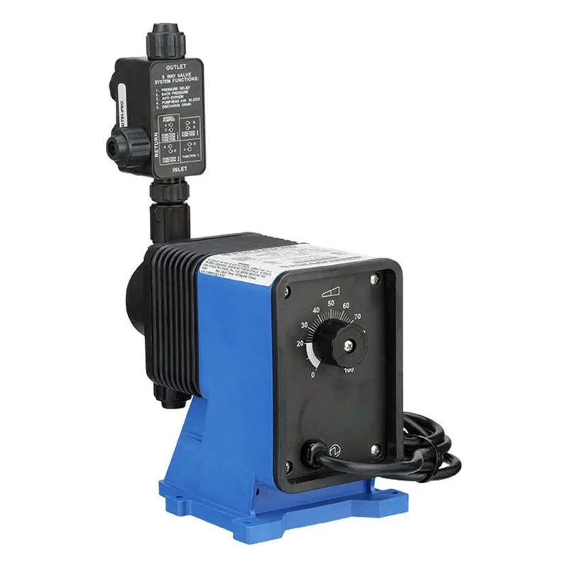 The LC03E2-PTC1-I24 chemical pump features a durable Polypropylene liquid end for enhanced chemical compatibility. - view 2