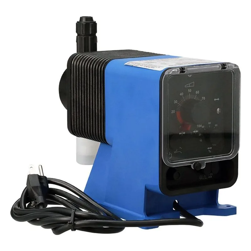 The LVG5M2-VTSK-SASO chemical pump features a durable PVC liquid end for enhanced chemical compatibility. - view 2