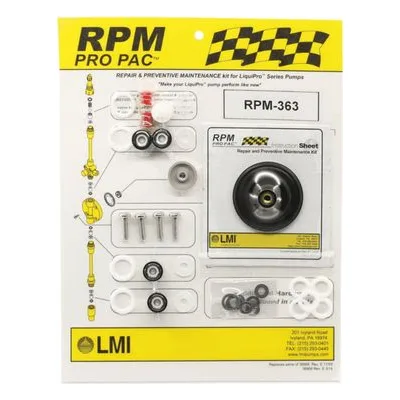 LMI Pumps RPM-363 Chemical Metering Pump Repair Parts and Preventative Maintenance Kit - Huge Discount!