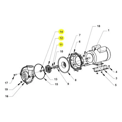 AMT Pump Repair Part 1A29-010-95, IMPELLER XCI 1.5HP 56 FRAME SUB ASSY. 12ES15C-1P & 12ES15C-3P Models.