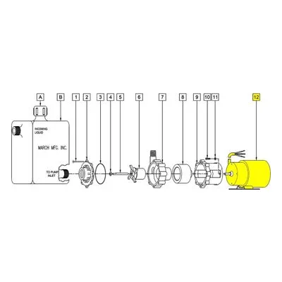 March Pumps Number: 0145-0035-1200 Repair Part - Motor (BC) 115V 50/60HZ 3500 RPM SB (w/Base) 38" Cord PSC, Replaces 0145-0035-1000.