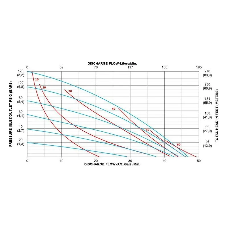 All-Pro A100-BAA-GNPN-B30 Metallic Diaphragm Pumps. 1" BSPT Inlet, 1" Discharge Performance Curve Metrics. - view 2