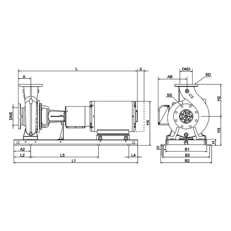 Technical diagram of Grundfos NK 015-095/7.48AG1G6S3ESBQQEPX2 baseplate featuring 6 mounting hole configuration - view 3