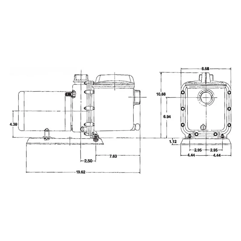 GNOK1-1/2/2BL D.75C Pacer Electric Motor Driven, 0.75 HP (3/4 Horsepower), 3 Phase (3 Ph), 230/460V, 3450 RPM, Dimensions - view 2