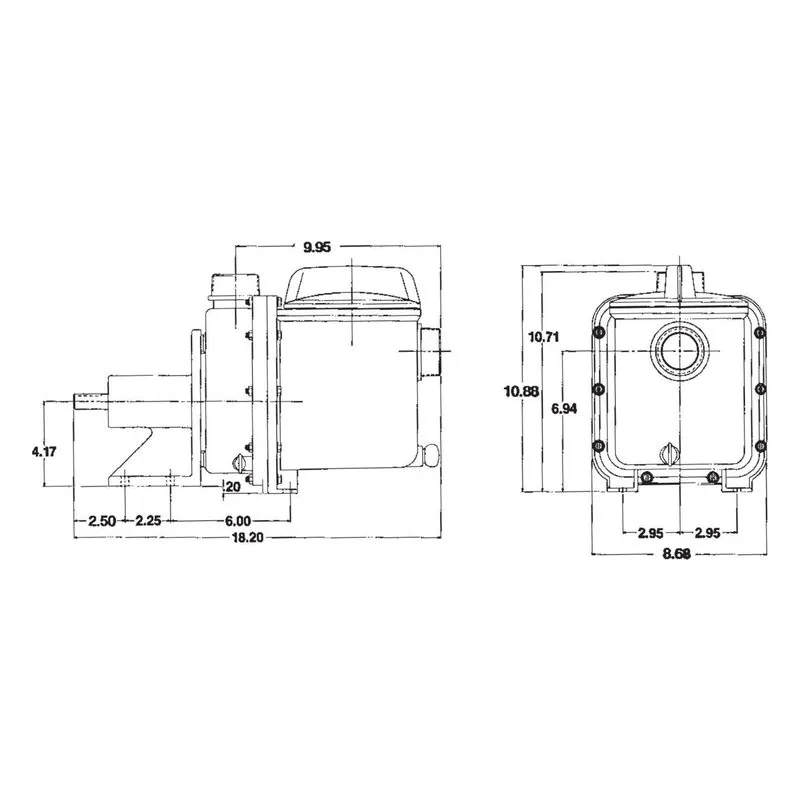 GNOK1-1/2/2BL CSS Pacer Pedestal Mounted, Carbon/Ceramic/316 Stainless Steel, 70 GPM (Gallons Per Minute), Dimensions - view 2