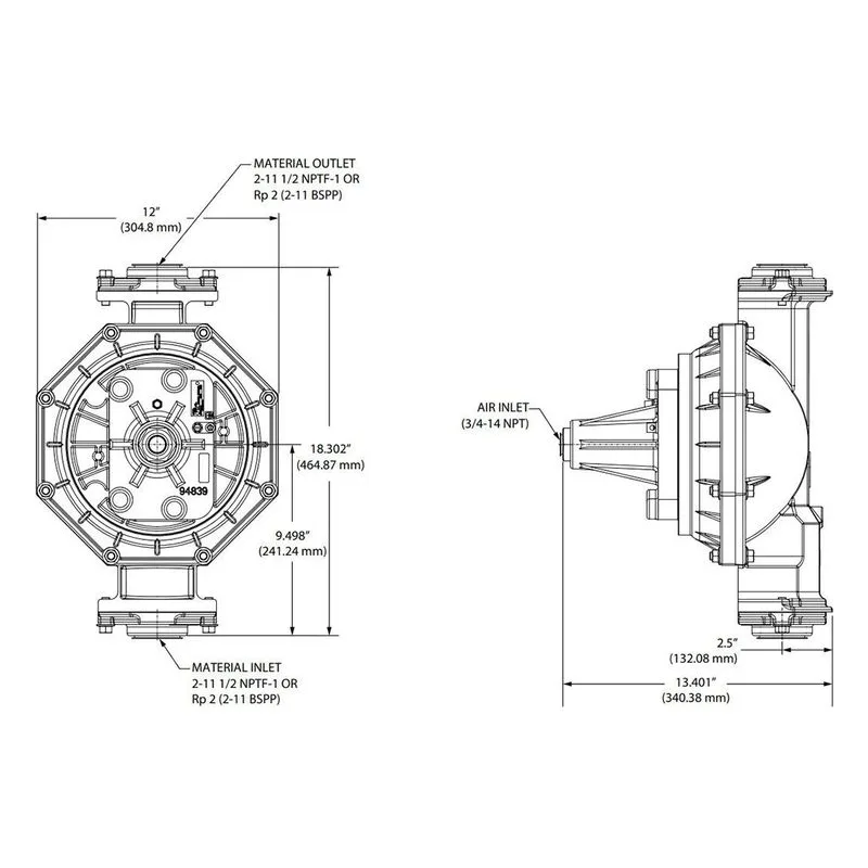 SB20A-AAP-V Ingersoll Rand ARO 2" Metallic Shock Blocker Pulsation Dampener, 3/4 - 14 NPTF Air Inlet, -40°F to 350°F - view 2