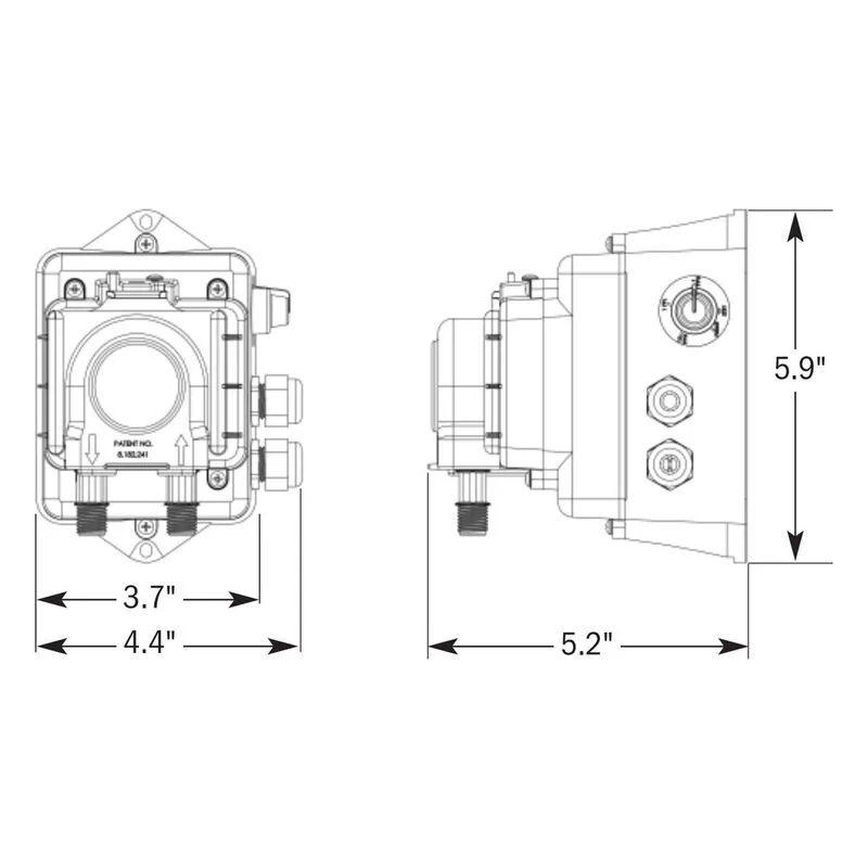 Stenner E20MH81S6 Econ Stennicator Series Metering Pump Dimensions, 0.25" (1/4") White Santoprene Suction & Discharge Tubing - view 2