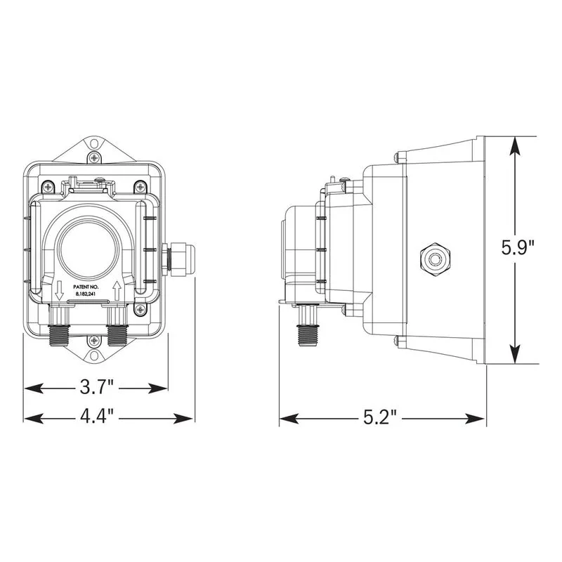 Stenner E10FXF4CS1 Econ FX Series Metering Pump Dimensions, 0.25" (1/4") White Santoprene Suction & Discharge Tubing - view 2