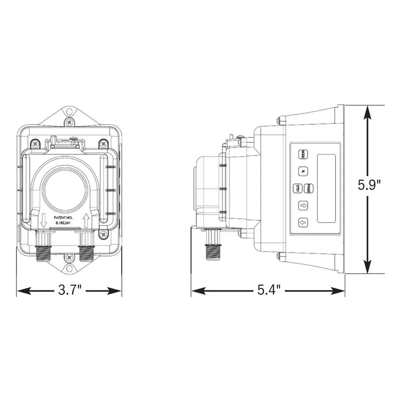 E10PHM82S74 Stenner Econ FP Series Metering Pump Dimensions, 0.83 GPD (Gallons Per Day) Maximum Flow, 100 CPS Maximum Viscosity - view 2
