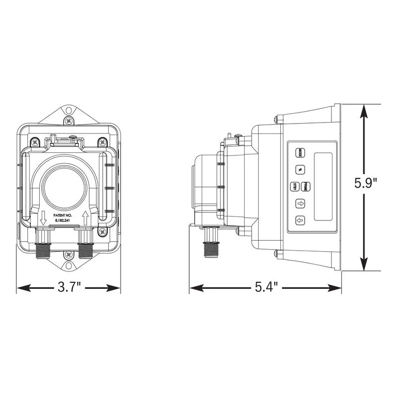 Stenner E20RHF71S7 Econ Integrator Series Metering Pump Dimensions, 0.25" (1/4") White Santoprene Suction & Discharge Tubing - view 2