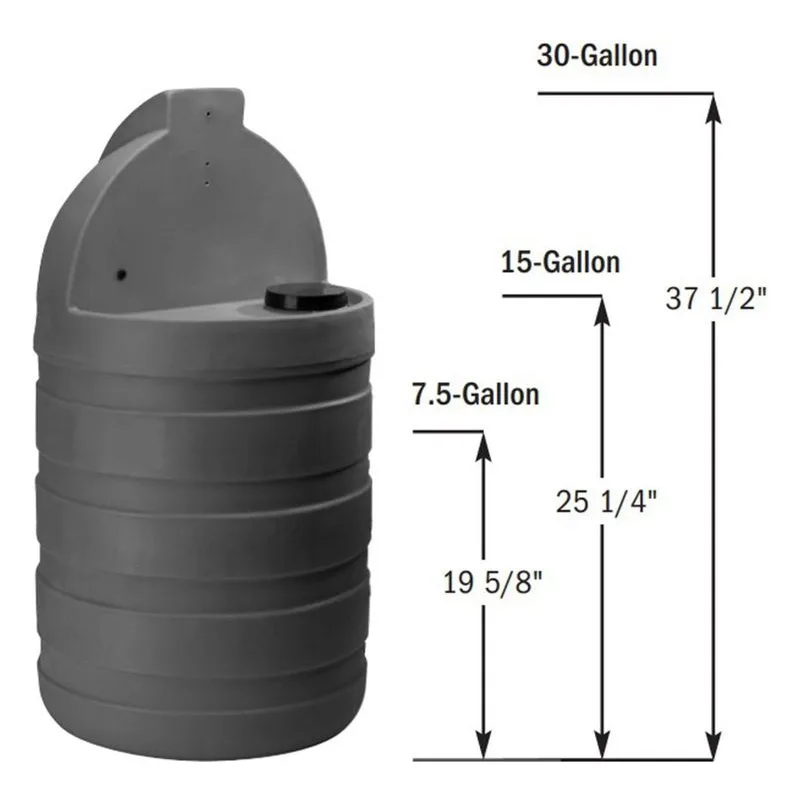 E10T2B72S8 Stenner Pumps Econ Series Tank System Dimensions, 30 Gallon UV Gray Polyethylene Tank - view 2