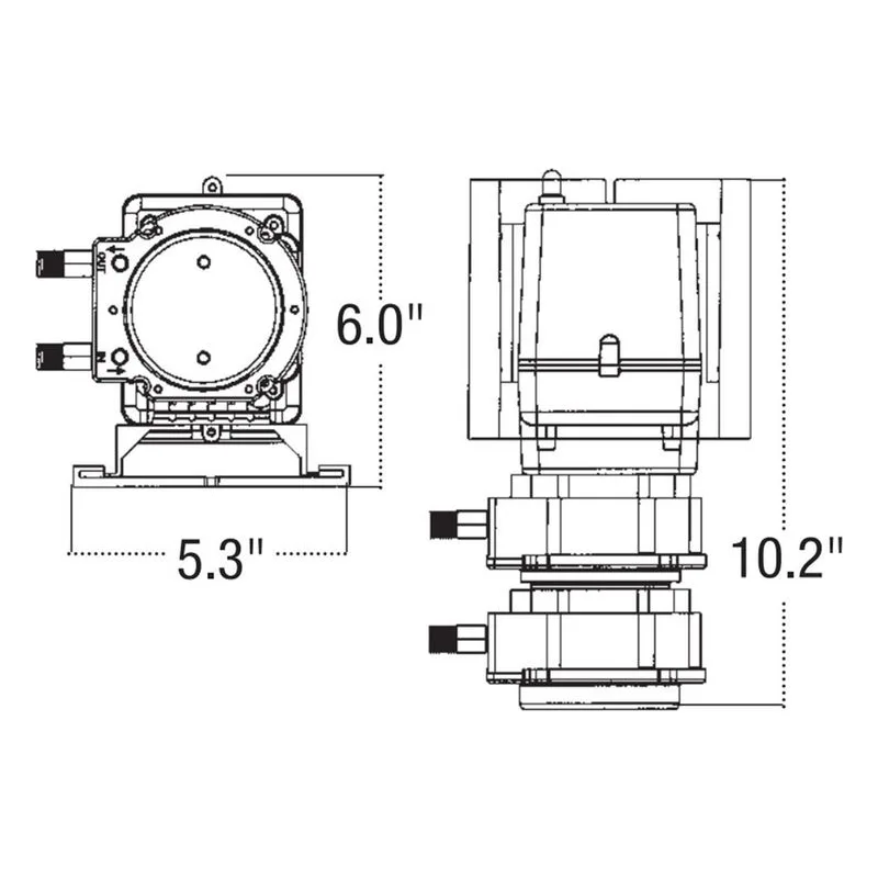 Stenner 100FL5B4SUAA Classic Series Electromechanical Peristaltic Metering Pump Double Head Fixed Dimensions - view 3