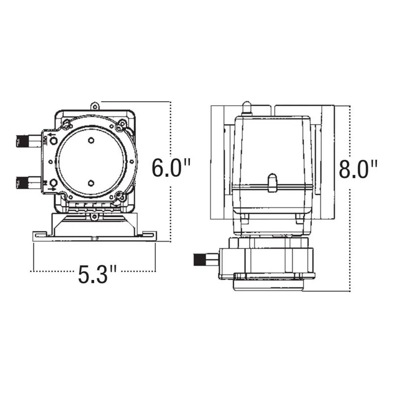 Stenner 45MFL5A1SUAA Classic Series Electromechanical Peristaltic Metering Pump Single Head Fixed Dimensions - view 3
