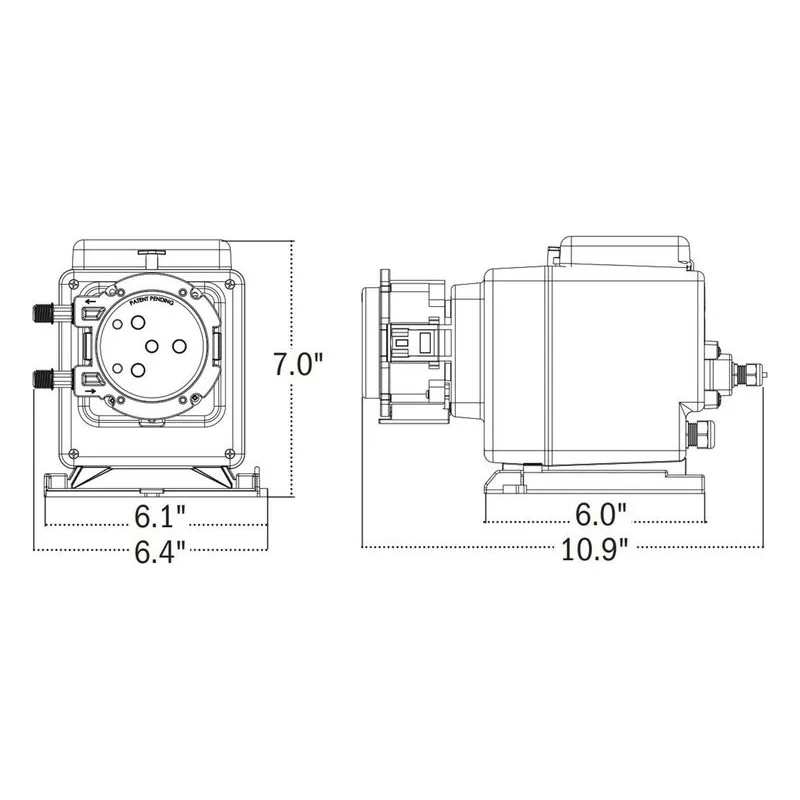 Stenner S3402BA201N S420 Series Peristaltic Metering Pump S34 Dimensions - view 2