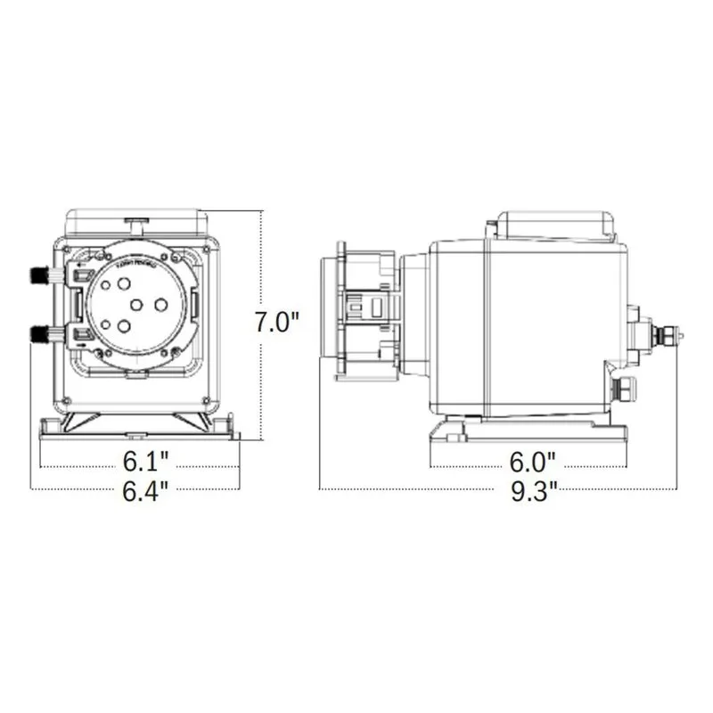 Stenner S3P01AA201N S10P Series Peristaltic Metering Pump S10P Series - Flow Activated Dimensions - view 2