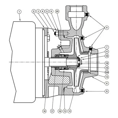Burks Pump Wet End Kit 21974-6.25, 143-184JM Motor Frame, G6-2 Centrifugal Repair Parts