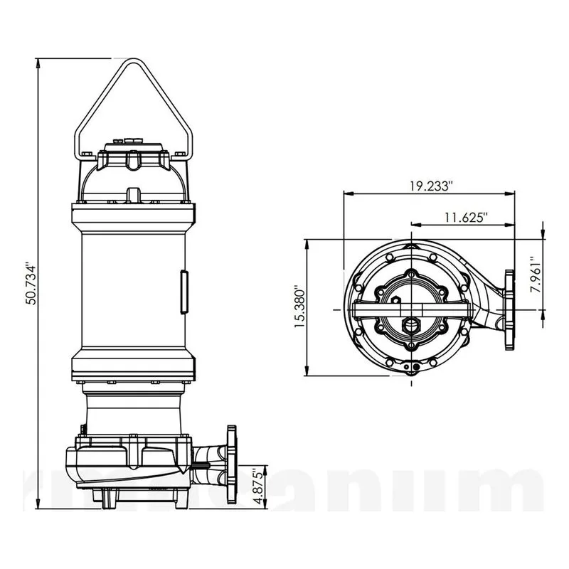 4SWM40044DS 62172025 Barmesa SW Series Solids-Handling Submersible Pump Dimensions, 4" Horizontal Flange Connections - view 3