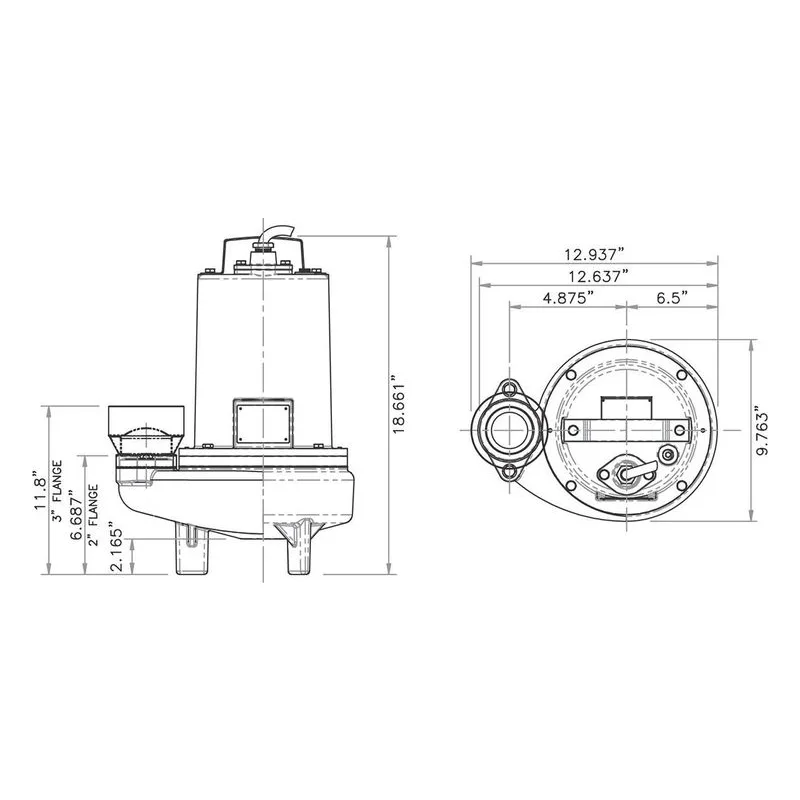 2BSE/3BSE102SS 62180508 Barmesa Solids-Handling Submersible Pump Dimensions, 2" Solids Handling Capacity - view 3