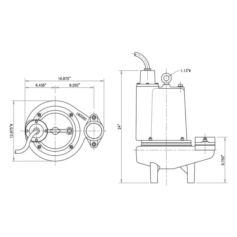 3BSE303SS 62170017 Barmesa Solids-Handling Submersible Pump Dimensions, 3" Vertical Female NPT Connections - view 3