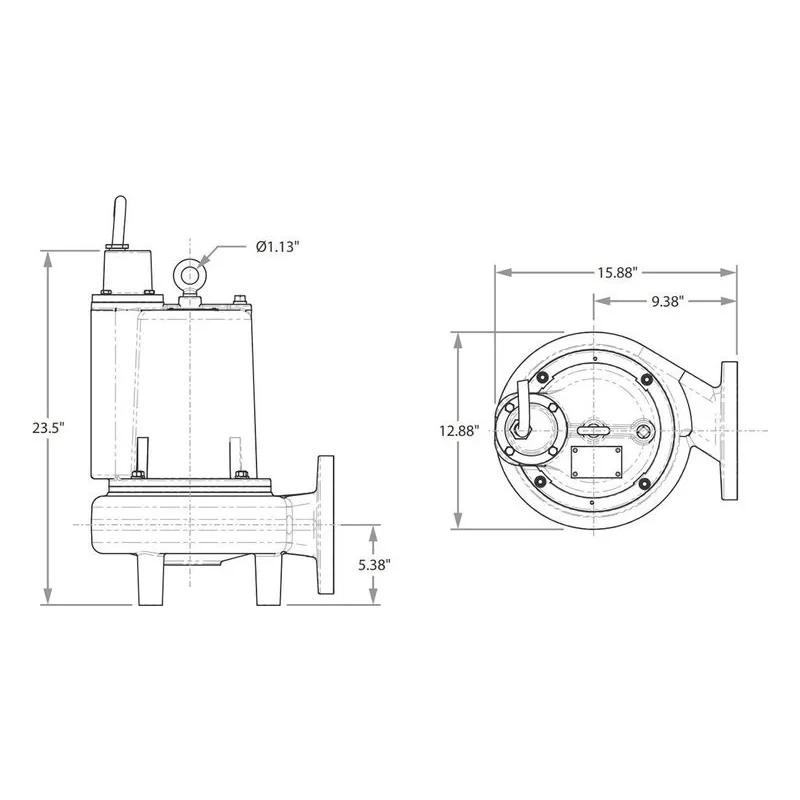 4BSE303SS 62170102 Barmesa Solids-Handling Submersible Pump Dimensions, 4" Horizontal Flange Connections - view 3