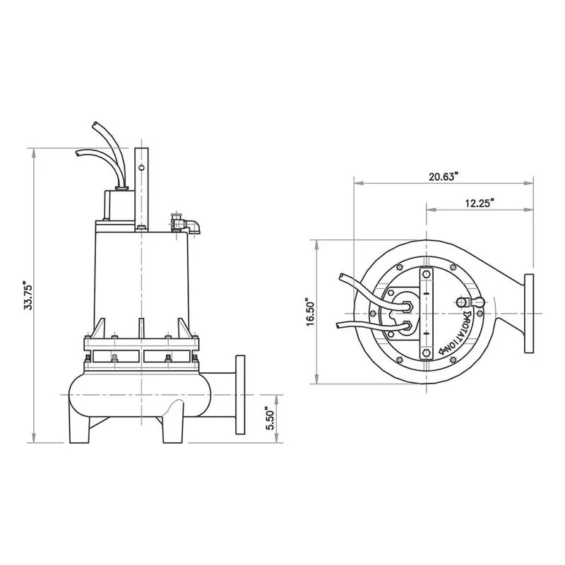 4BSE1134DS 62170128 Barmesa Solids-Handling Submersible Pump Dimensions, 4" Horizontal Flange Connections - view 3