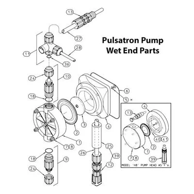 Pulsatron Pump Wet End Part 41402 for Chemical Metering Pumps from Pulsafeeder